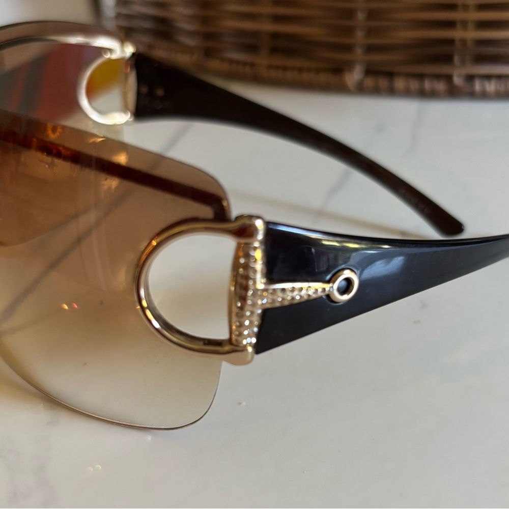 Authentic Gucci GG2711/S Strass Shield Sunglasses Y2K Horsebit Brown Gradient - Picture 8 of 11
